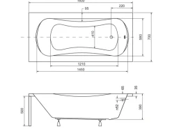 Bad Land Badewanne Rechteck ARIA 160x70 Mit Wannenträger Ablauf Füße