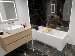 Bad Land Badewanne Rechteck OPTIMA 170x70 + AcrylSchürze + Kopfstütze KODI Ablauf Füße