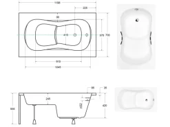 Bad Land Badewanne Rechteck ARIA REHAB 120x70 Mit AcrylSchürze Und Handgriffen Ablauf Füße