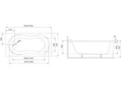 Bad Land Badewanne Rechteck GRACJA 150x70 Mit Wannenträger Ablauf Füße