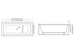 Bad Land Badewanne Rechteck INES 190x90 Ablauf Füße