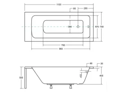 Bad Land Badewanne Rechteck TALIA 110x70 Mit AcrylSchürze Ablauf Füße