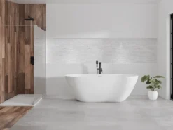 Bad Land Freistehende Badewanne ASGER 170x75 + Kopfstütze KODI + Ablauf