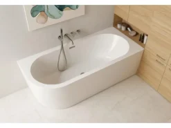 Bad Land Freistehende Eckbadewannne Badewanne ALVA 170x80 Rechts + Ablauf