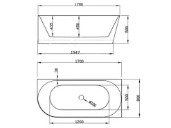 Bad Land Freistehende Eckbadewannne Badewanne ALVA 170x80 Rechts + Ablauf