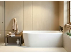 Bad Land Freistehende Eckbadewannne Badewanne ALVA 170x80 Rechts + Ablauf