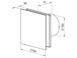 Badventilator System Ø 100 mit Glasabdeckung Weiss Hochglanz