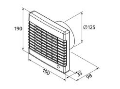 Badventilator System Ø 125 mit Jalousie und Nachlaufzeit