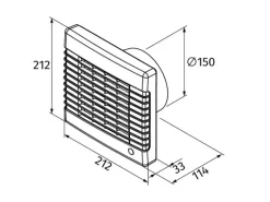 Badventilator System Ø 150 mit Jalousie und Nachlaufzeit
