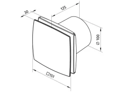 Badventilator System Ø 100 Weiss Hochglanz mit Feuchtigkeitssensor Nachlaufzeit