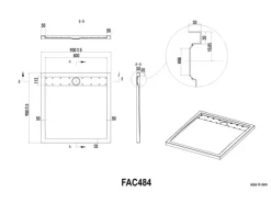 baliv Duschtasse DW-90.130 E Weiß inkl. Ablaufgitter 90 cm x 90 cm x 4 cm