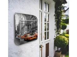 Banjado Design Briefkasten Silber Pulverbeschichtet 39x47x14cm 2 Schlüssel Mit Zeitungsfach Motiv New York Taxi
