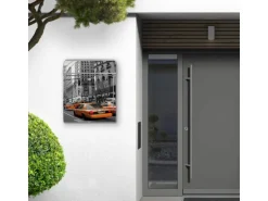 Banjado Design Briefkasten Silber Pulverbeschichtet 39x47x14cm 2 Schlüssel Mit Zeitungsfach Motiv New York Taxi