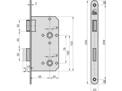 Basi - ES 935 - Bad-Einsteckschloss - DIN Rechts/Links Verwendbar - 9350-5530