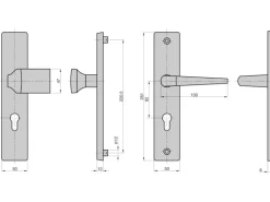 Basi - ES0 - Vollmaterial-Schutzbeschlag Alu F1 Wechsel-Garnitur Lochung PZ - 12 mm Schildstärke 92-10 mm - 7900-0201