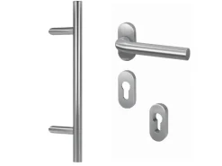 Basi - Stoßgriff-Komplettset für Haustüren Stoßgriff & 1/2-Schmalrahmen-Garnitur & Schmalrahmen-Schutzrosette 7000-SGS3