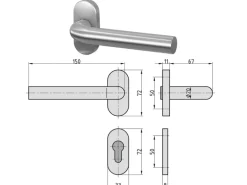 Basi - Stoßgriff-Komplettset für Haustüren Stoßgriff & 1/2-Schmalrahmen-Garnitur & Schmalrahmen-Schutzrosette 7000-SGS3