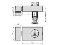 Basi - Türzusatzschloss - KS 500 - Dornmaß 70 mm - Weiß - Käntige Ausführung - 2-Tourig - 1305-0201