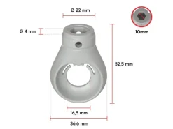 Bauheld Markisenöse Rund 10 mm Ral 7035 für Kugelhaken