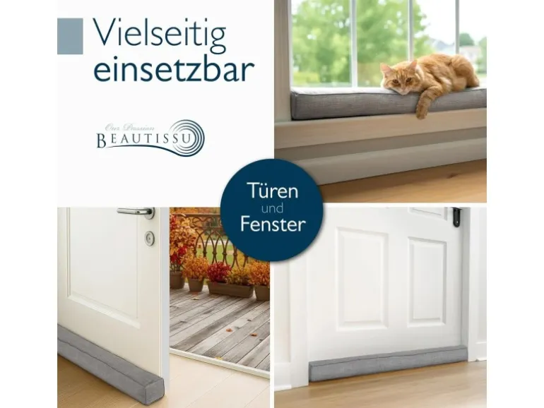 Beautissu Levante MM Zugluftstopper 6,5x120cm Grau 2tlg