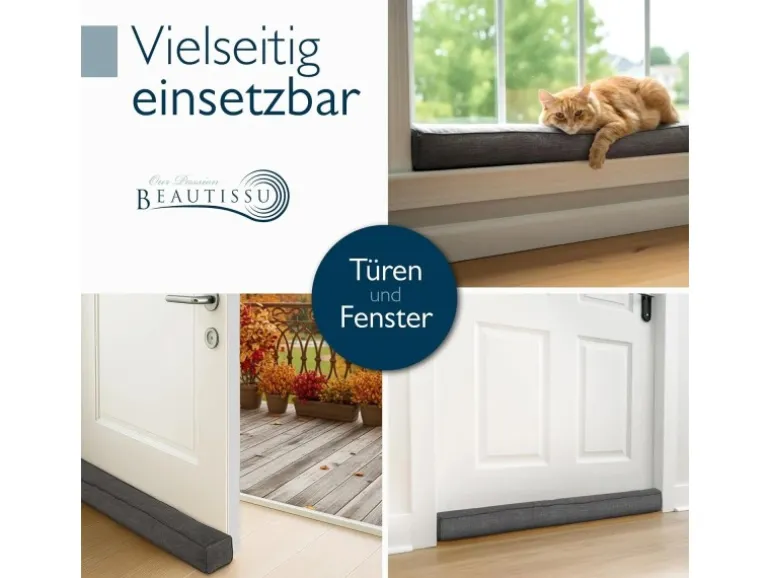 Beautissu Levante OM Zugluftstopper 6,5x80cm Dunkelgrau 2tlg