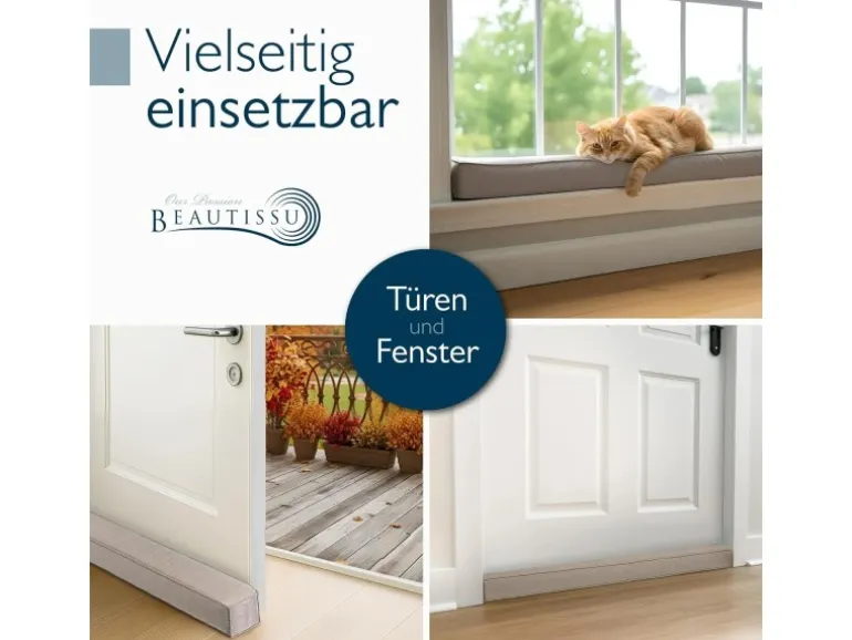 Beautissu Marin OM Zugluftstopper 6,5x110cm Hellgrau