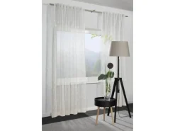 Bennetti Schal mit Gardinenband Dolly-Voile Rankenstickerei Natur 140 x 245 cm
