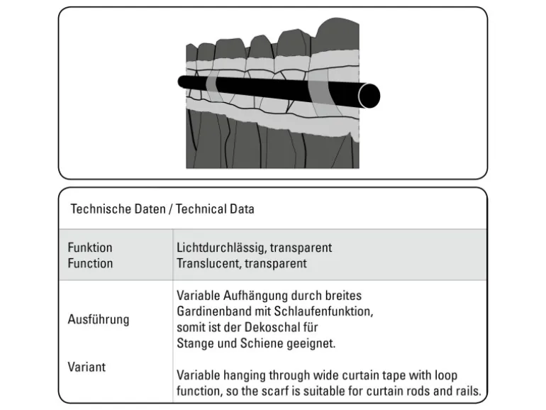 Bennetti Schal mit Gardinenband Dolly-Voile Rankenstickerei Natur 140 x 245 cm