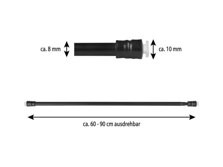 Bestlivings Klemmstangen mit Schraubtechnik Schwarz 60 bis 90 cm 2er Pack