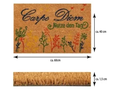 Bestlivings Kokos Fußmatte 40 x 60 cm Carpe Diem Bunt