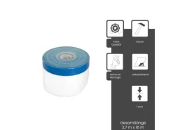 BMSC24 UV Masker Abdeckfolie mit Klebeband 16m x 2,7m Transparent