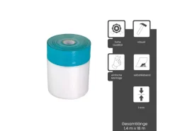 BMSC24 UV Masker Extra Abdeckband mit Klebeband 18m x 1,4m Transparent