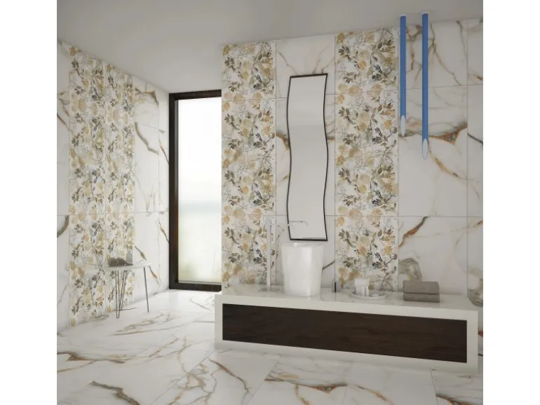 Bodenfliese Feinsteinzeug Weiß Glasiert Matt 60 cm x 120 cm