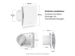Bosch Badventilator Fan 1500 W 125 Weiß-Glänzend