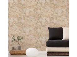 Bricoflor Bruchstein Tapete in 3D Optik Beige Creme Maritime Vliestapete in Steinoptik Naturstein Wandtapete für Küche und Flur