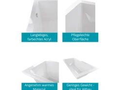 Calmwaters Duowanne Modern Select 180x80 cm Set Wannenträger & Ablaufgarnitur 99000158