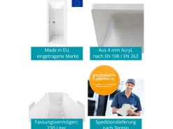 Calmwaters Duowanne Modern Select 180x80 cm Set Wannenträger & Ablaufgarnitur 99000158