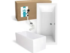 Calmwaters Duowanne Modern Square 2 190x90 cm Set Wannenträger & Ablaufgarnitur 99000013