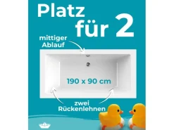 Calmwaters Duowanne Modern Square 2 190x90 cm Set Wannenträger & Ablaufgarnitur 99000013