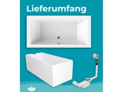 Calmwaters Duowanne Modern Square 2 190x90 cm Set Wannenträger & Ablaufgarnitur 99000013