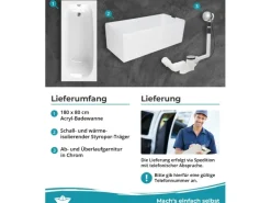 Calmwaters Duowanne Original 180x80 cm Set Wannenträger & Ablaufgarnitur 99000012