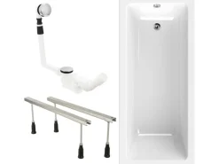 Calmwaters Rechteckwanne Modern Square 170x75 cm Set Wannenfuß & Ablaufgarnitur 99000284