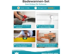 Calmwaters Rechteckwanne Modern Square 170x75 cm Set Wannenfuß & Ablaufgarnitur 99000284