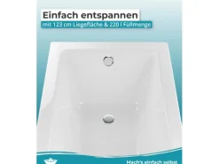 Calmwaters Rechteckwanne Modern Square 170x75 cm Set Wannenträger & Ablaufgarnitur 99000165