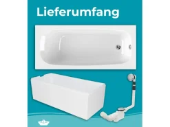 Calmwaters Rechteckwanne Original 170x75 cm Set Wannenträger & Ablaufgarnitur 99000088