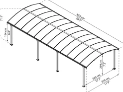 Canopia Carport Arcadia 8500 Anthrazit 360 cm x 860 cm