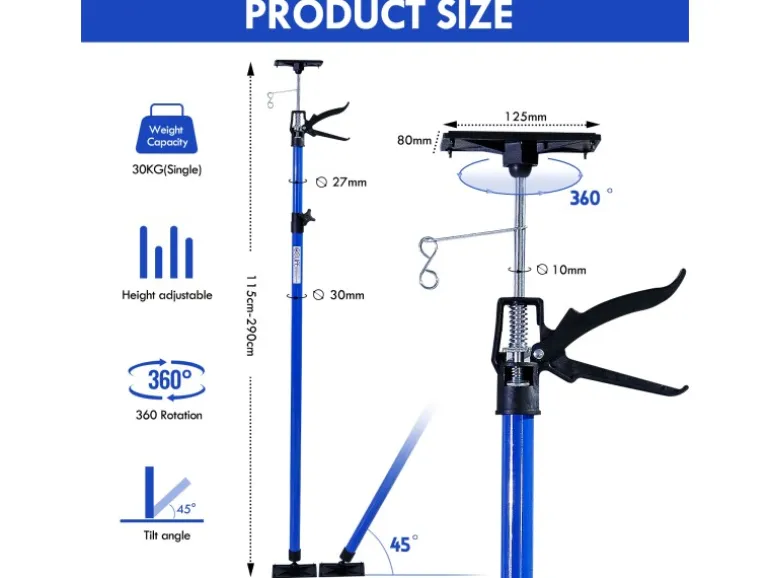 CCLIFE 2 Stück Deckenstütze Montagestütze Einhandstütze 115-290 cm Belastbar Bis 30 kg
