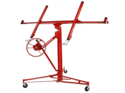 CCLIFE Plattenheber Klappbar für Trockenbau und Rigipsplatten XXL Plattenlift bis 68 kg Höhe 140-350 cm 3 Räder mit Feststellbremse Rot