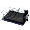 CHEFGASTRO Abtropfgestell Geschirr 15x42x31cm Stahl Mit Besteckhalter Tassenhalter Drehbarem Wasserablauf Abtropfbrett & Trockenmatte