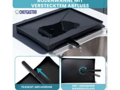 CHEFGASTRO Abtropfgestell Geschirr 15x42x31cm Stahl Mit Besteckhalter Tassenhalter Drehbarem Wasserablauf Abtropfbrett & Trockenmatte